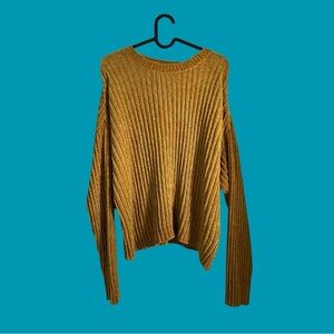 Forever 21 Gold Crew Neck Ribbed Sweater
